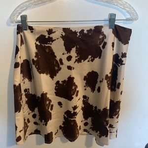 Cow Print Satin Skirt